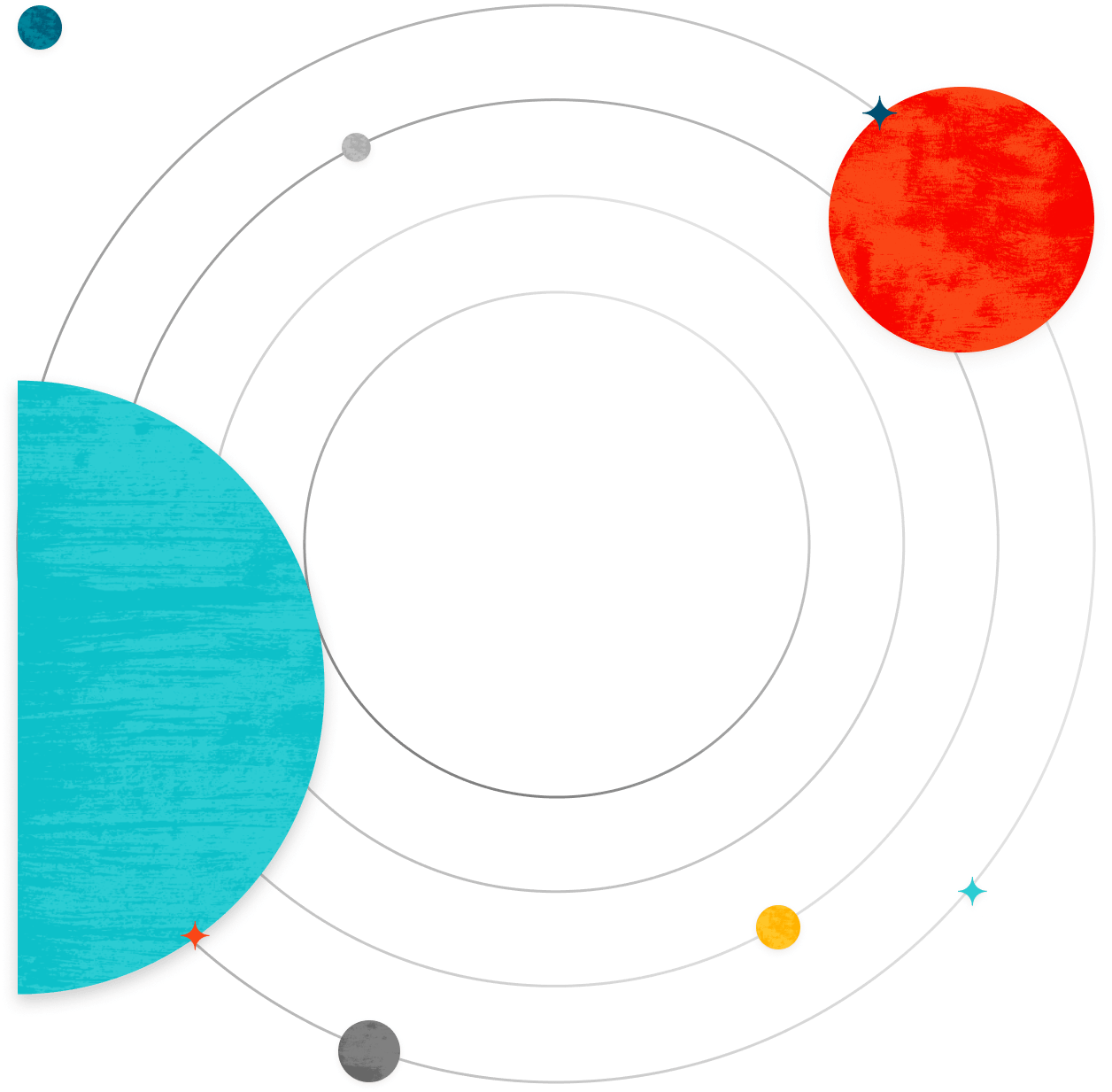 a drawing of a circle with a blue circle in the middle and a red circle in the middle