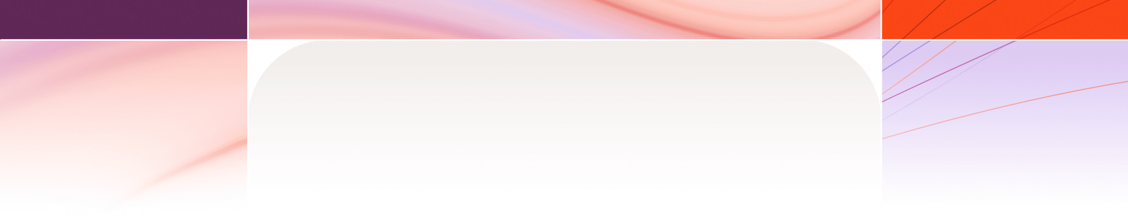 Abstract background with a large white rounded-top rectangle against gradients of purple, pink, and orange.